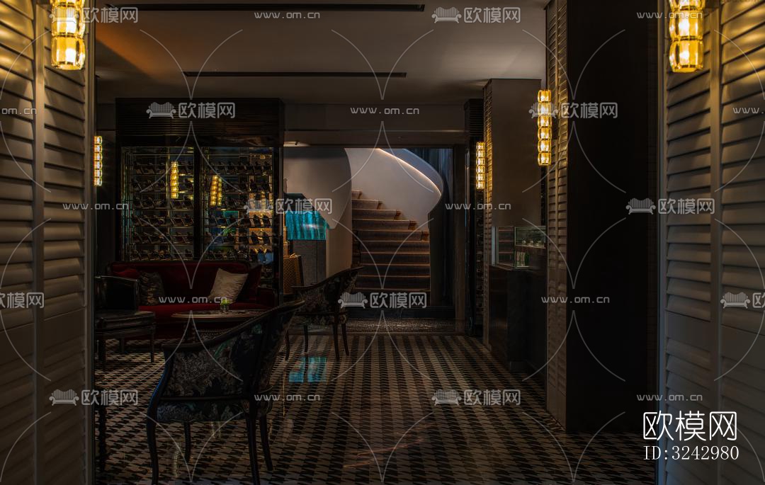 美式中餐厅效果图下载（渲染图6）