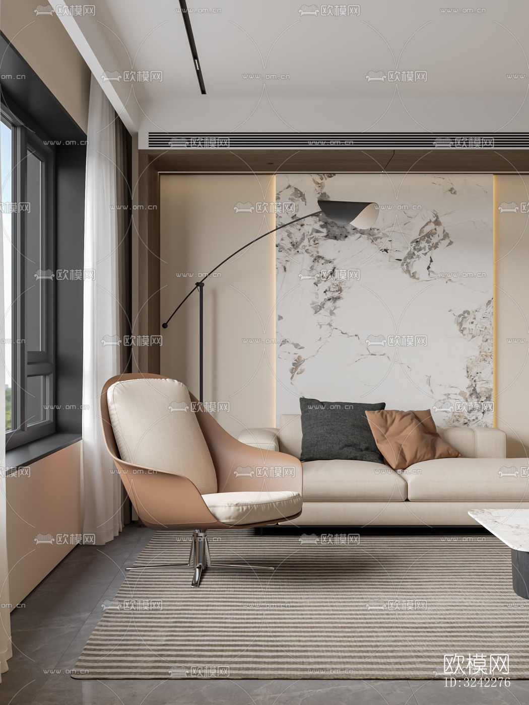 现代客餐厅效果图下载（渲染图6）