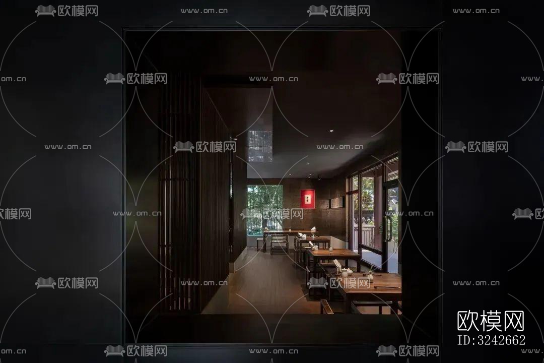 新中式中餐厅效果图下载（渲染图1）