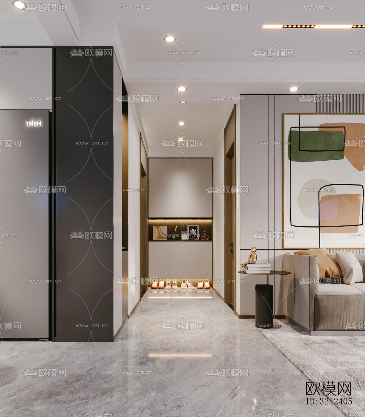 现代玄关过道效果图下载（渲染图4）