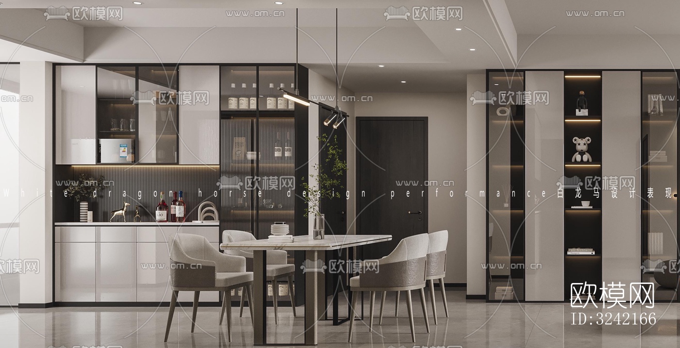 现代客餐厅效果图下载（渲染图3）