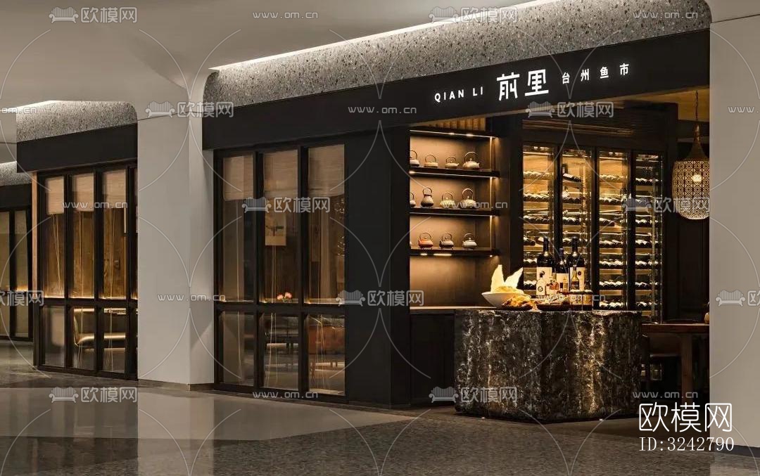 新中式中餐厅效果图下载（渲染图17）