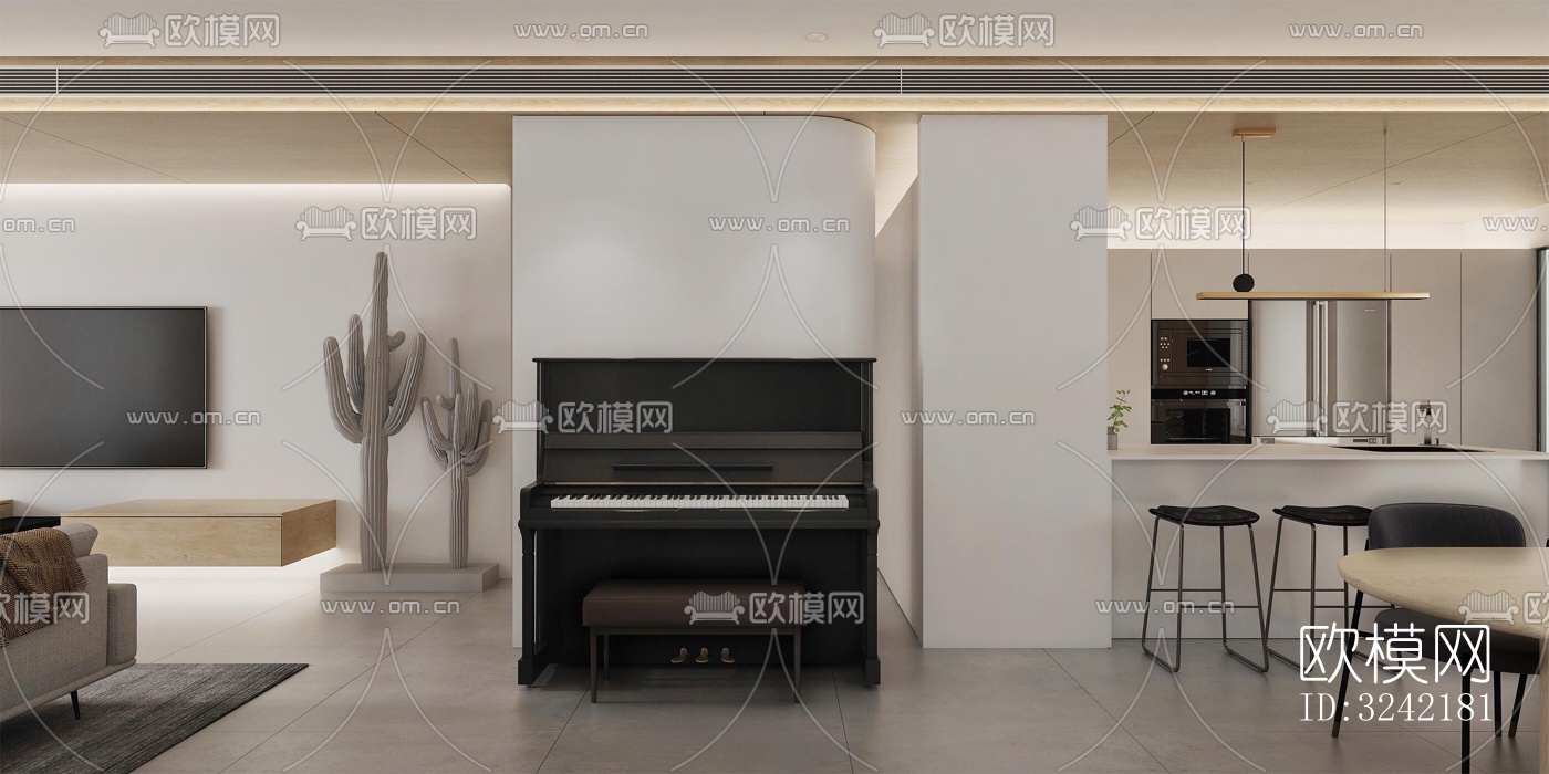 现代客餐厅效果图下载（渲染图8）