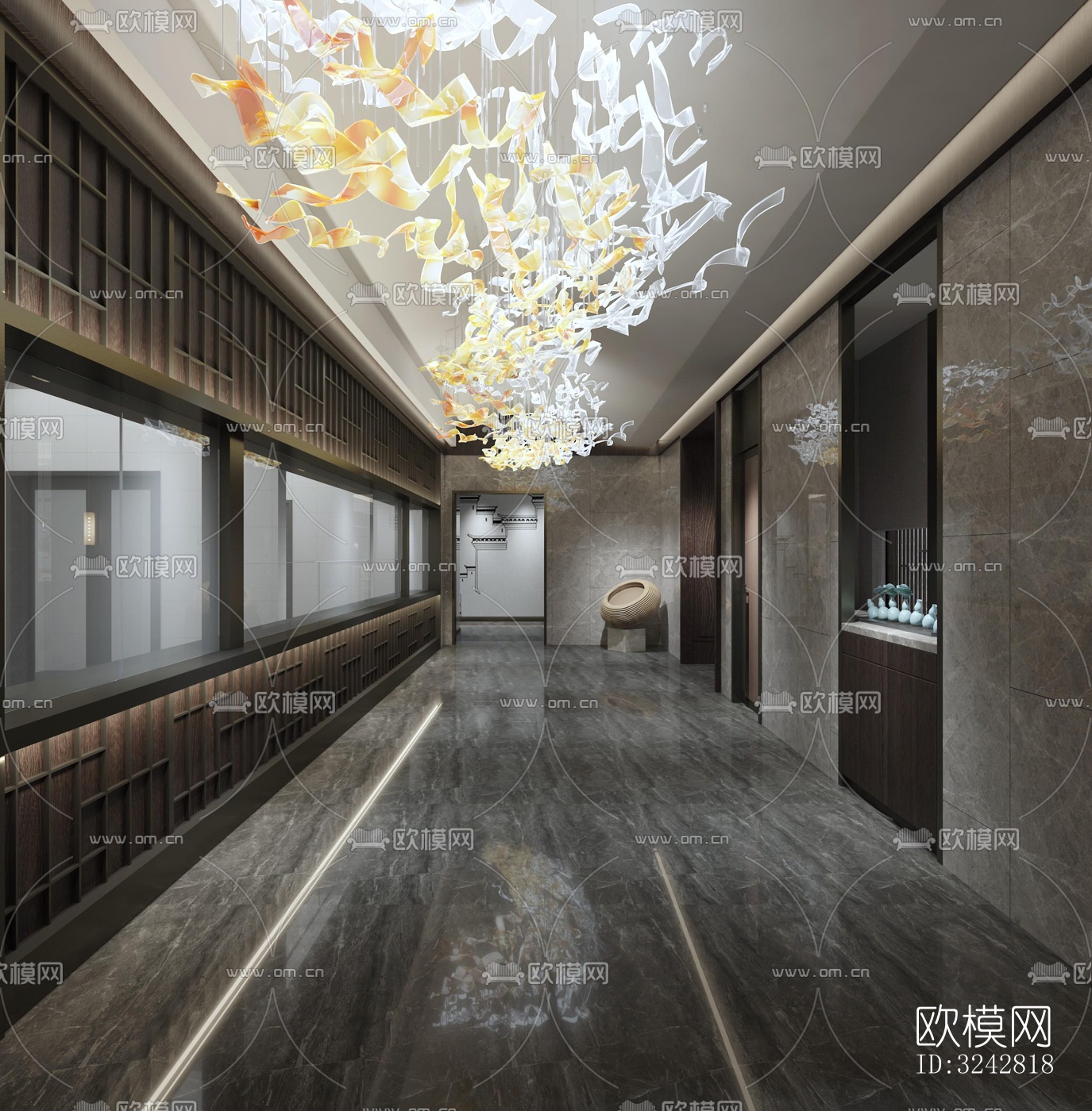 新中式中餐厅效果图下载（渲染图10）