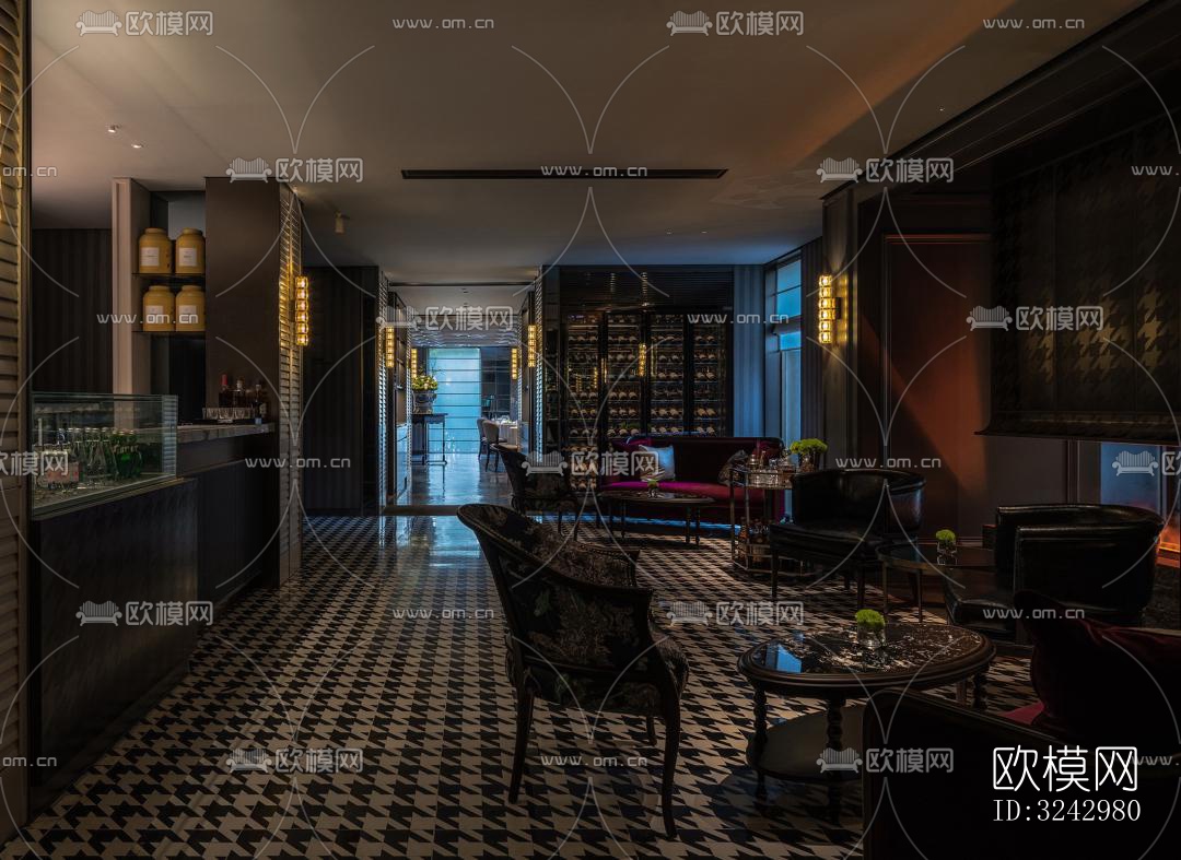 美式中餐厅效果图下载（渲染图4）