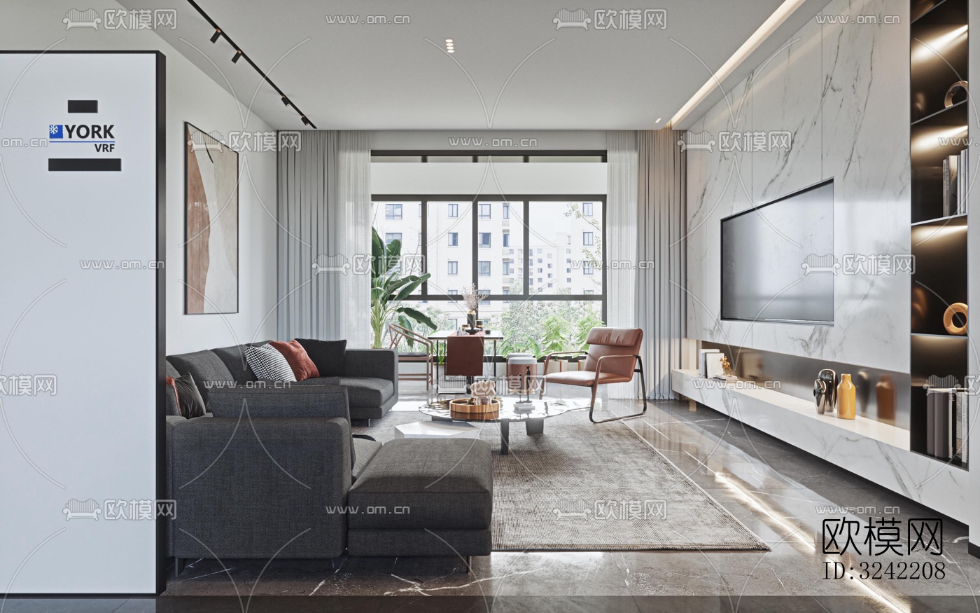 现代客餐厅效果图下载（渲染图5）