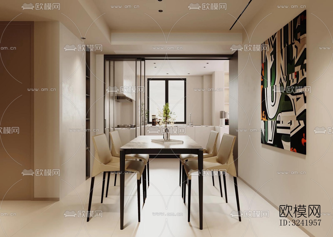 现代大平层效果图下载（渲染图3）