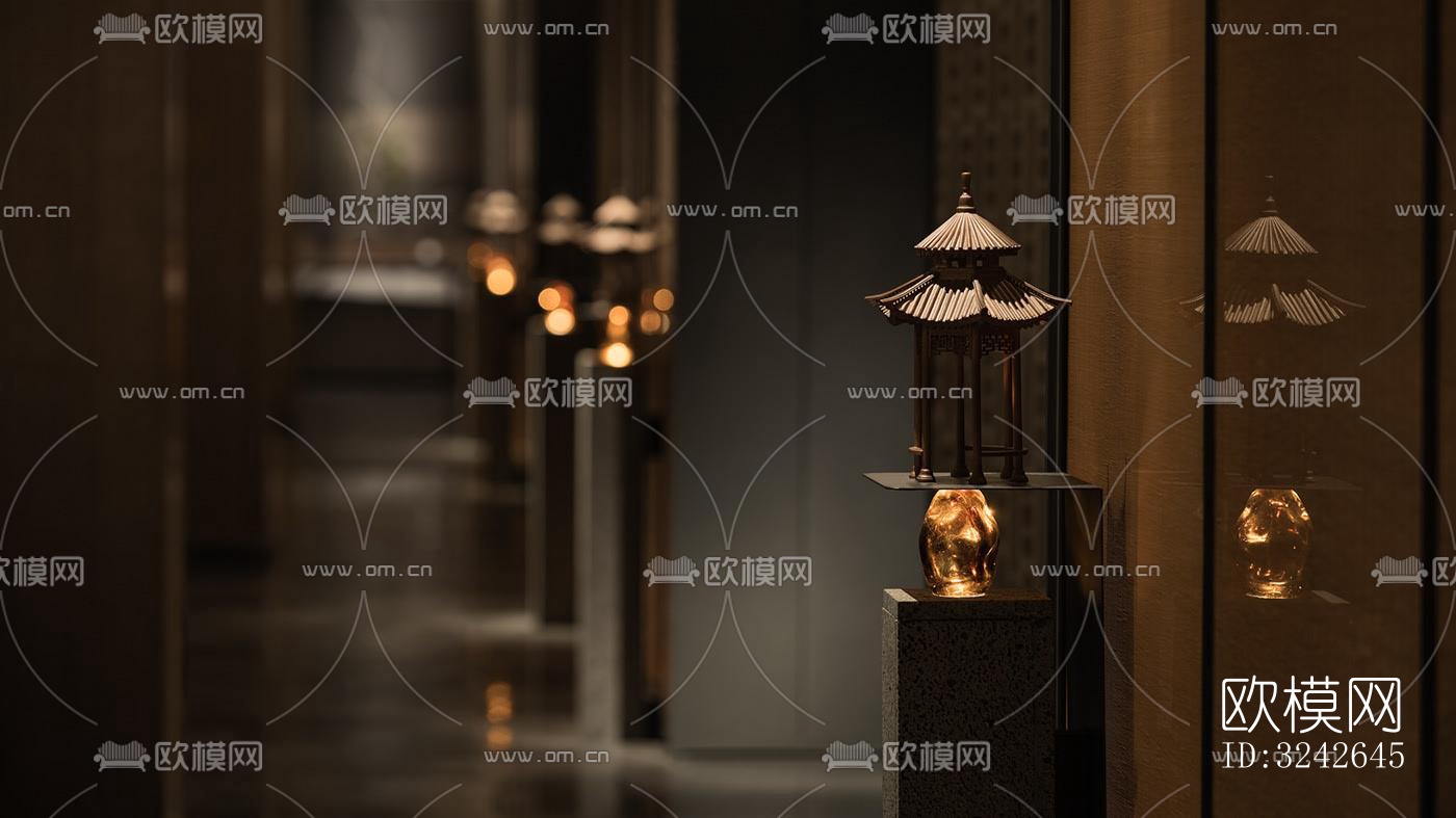 新中式中餐厅效果图下载（渲染图12）