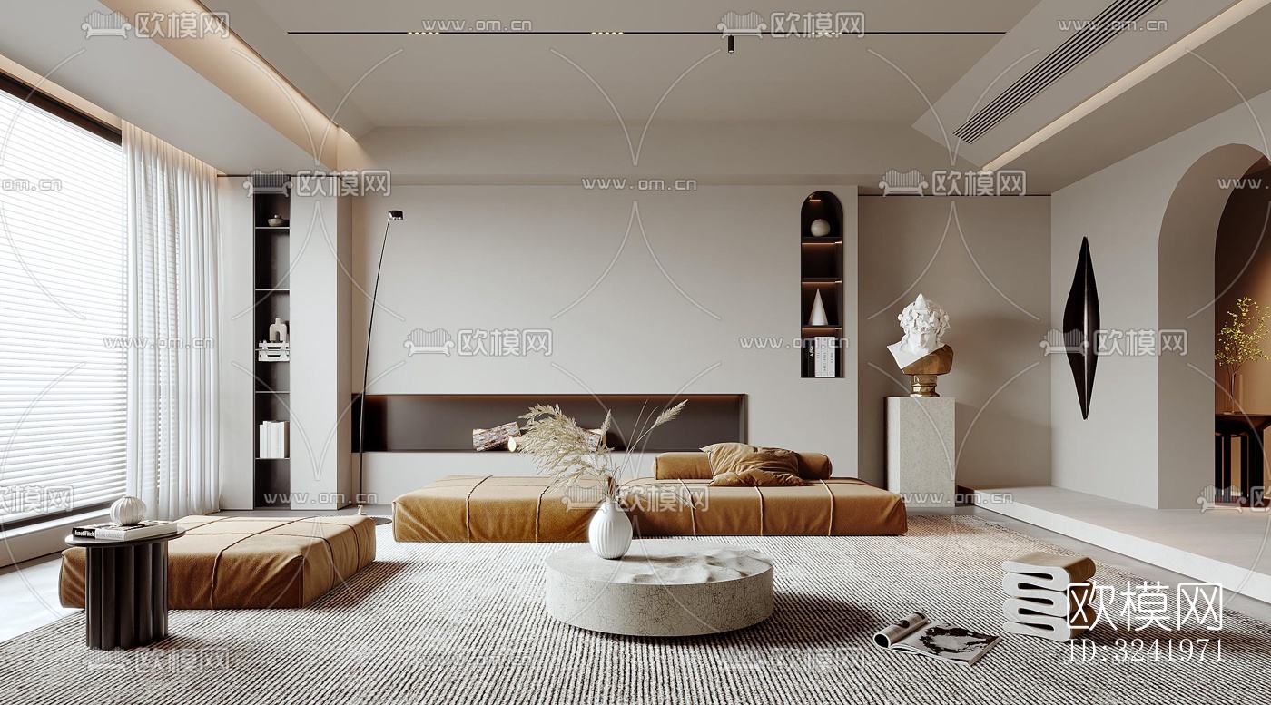 侘寂客厅效果图下载（渲染图1）