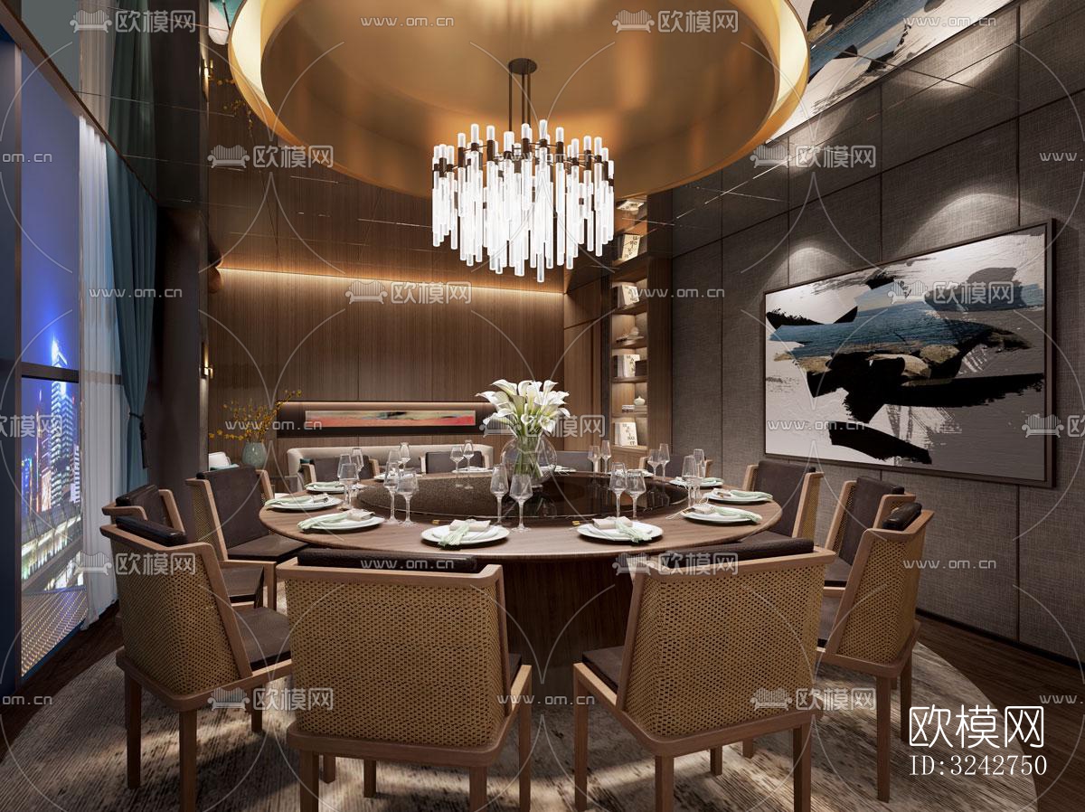 新中式中餐厅效果图下载（渲染图1）