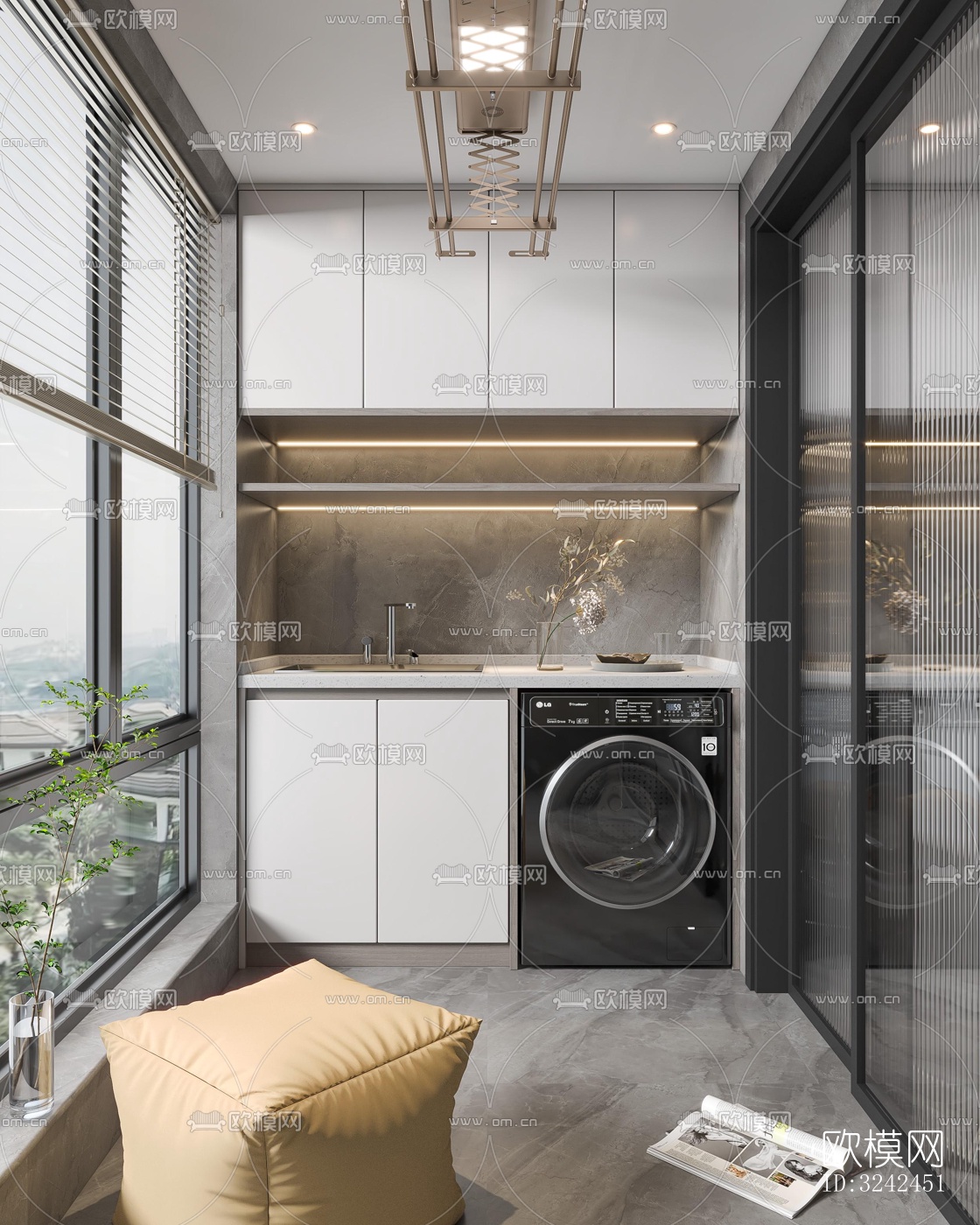 现代阳台花园效果图下载（渲染图5）