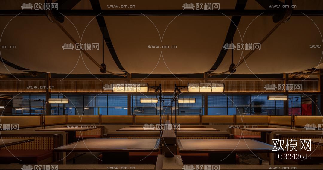 新中式中餐厅效果图下载（渲染图3）