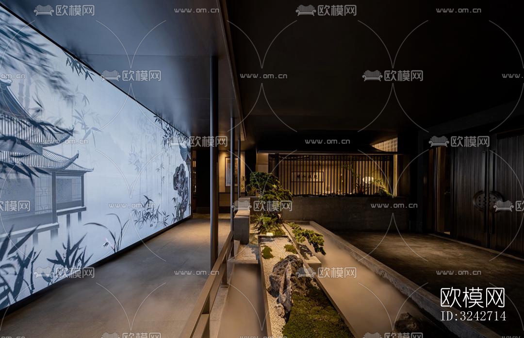 新中式中餐厅效果图下载（渲染图17）