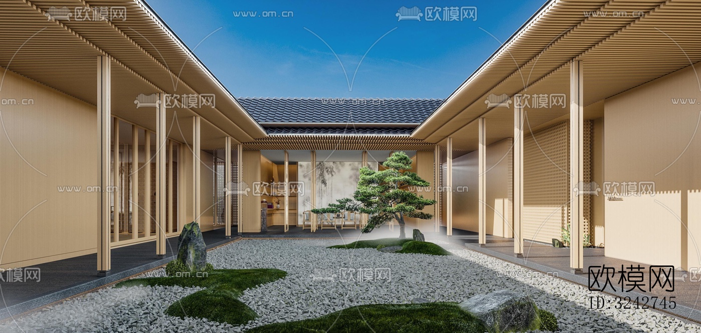 新中式中餐厅效果图下载（渲染图16）