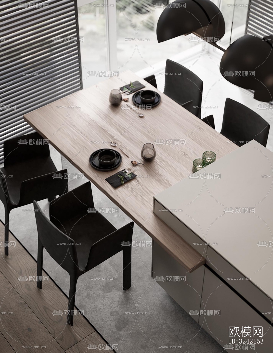 现代客餐厅效果图下载（渲染图12）