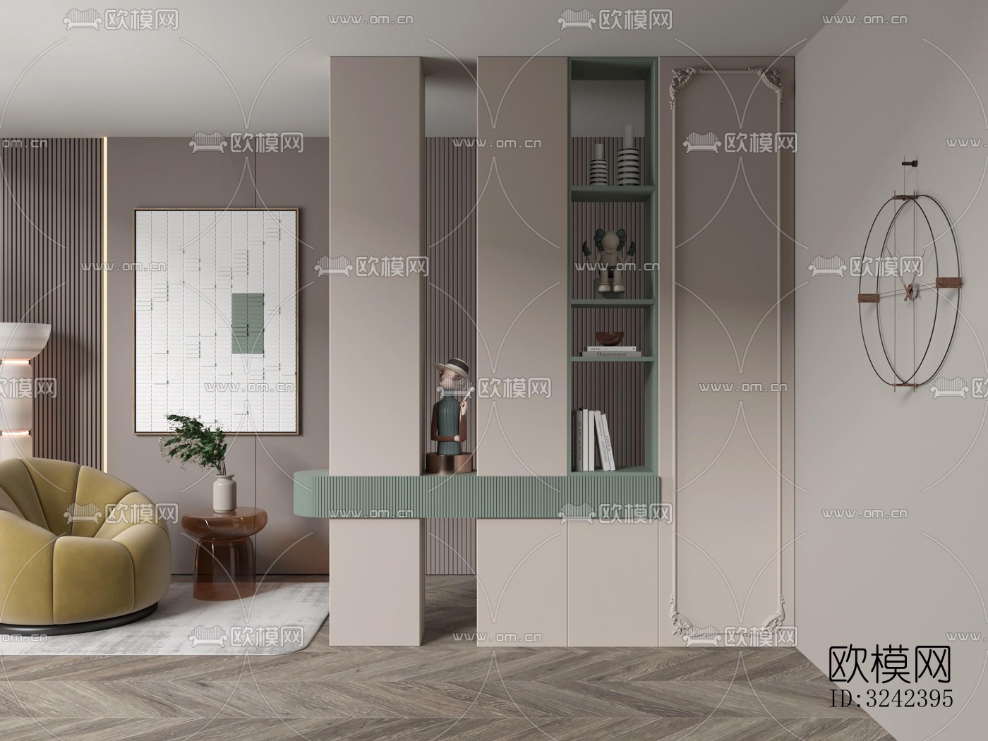 现代玄关过道效果图下载（渲染图1）