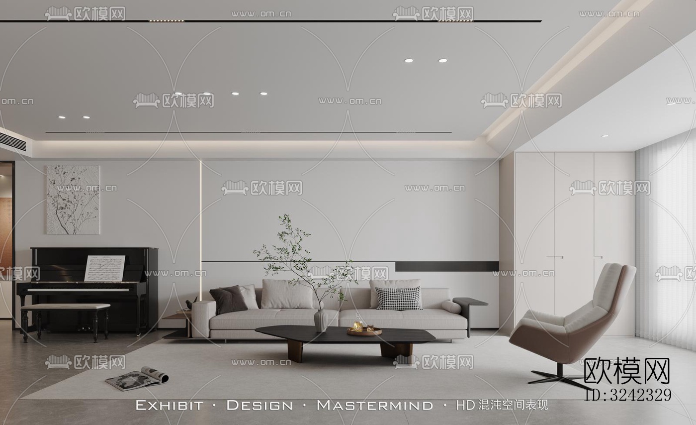 现代客餐厅效果图下载（渲染图4）