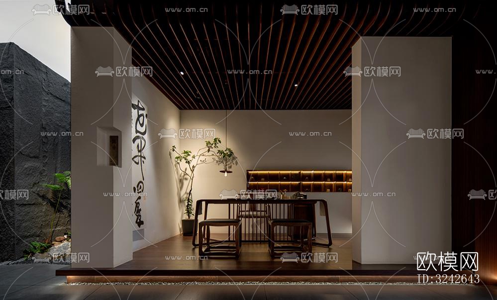 新中式中餐厅效果图下载（渲染图9）