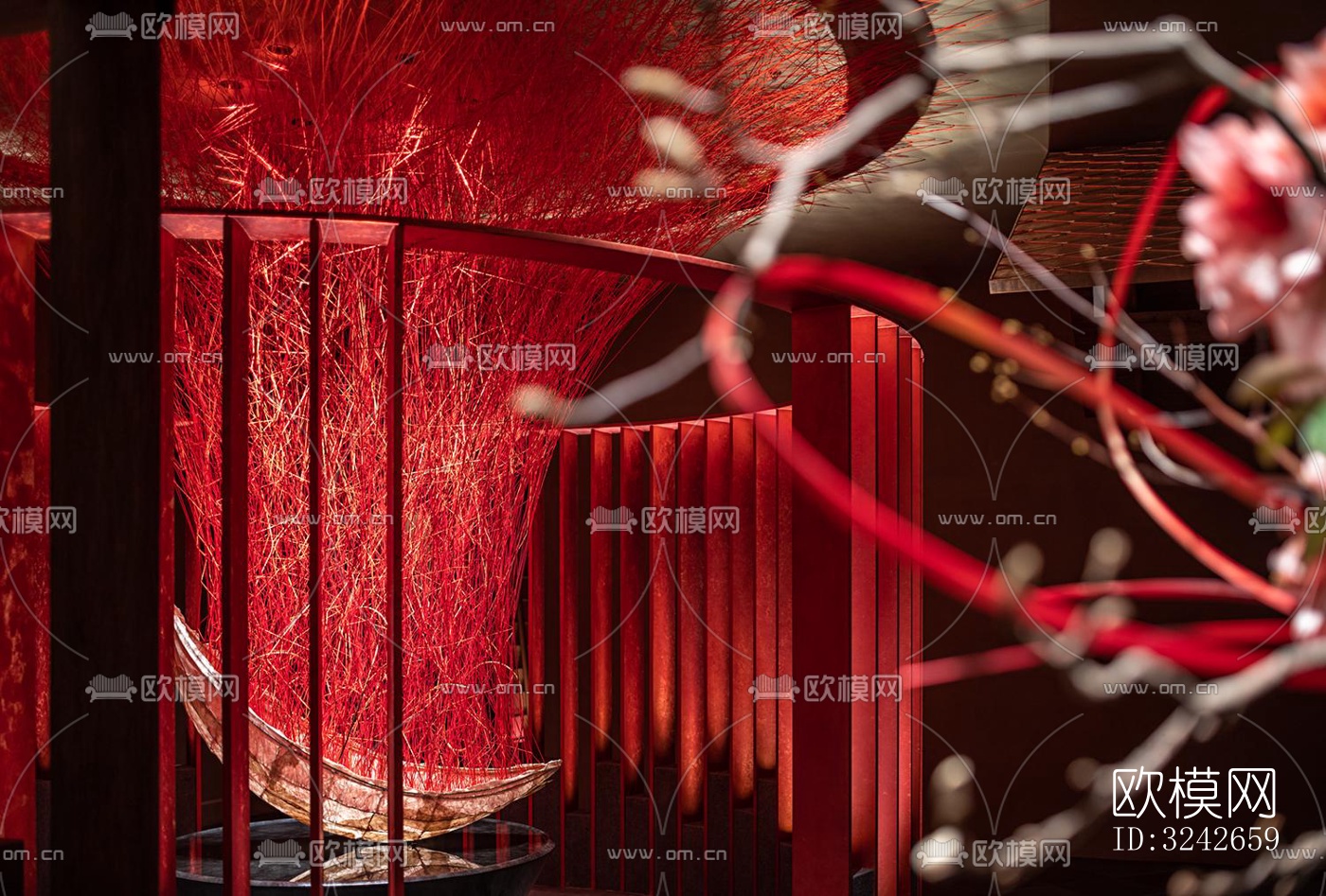 新中式中餐厅效果图下载（渲染图6）