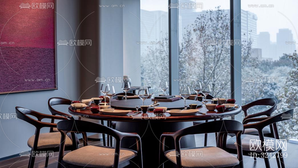 新中式中餐厅效果图下载（渲染图11）