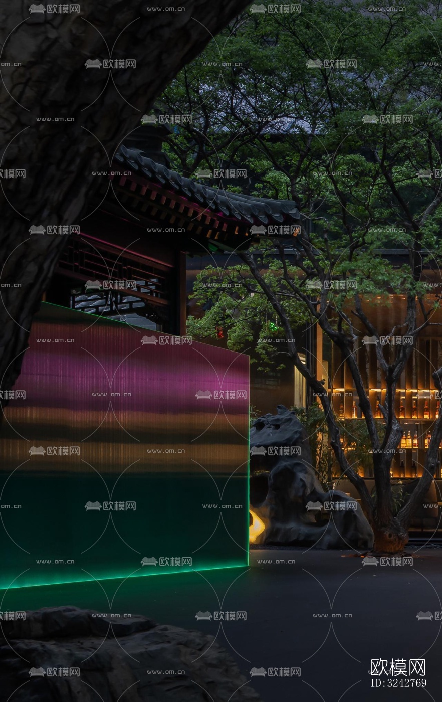 新中式中餐厅效果图下载（渲染图12）