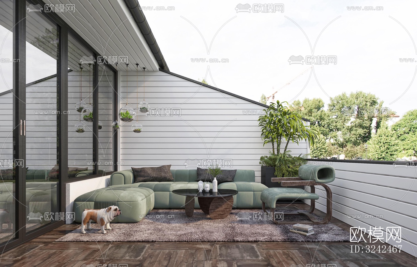 现代阳台花园效果图下载（渲染图5）