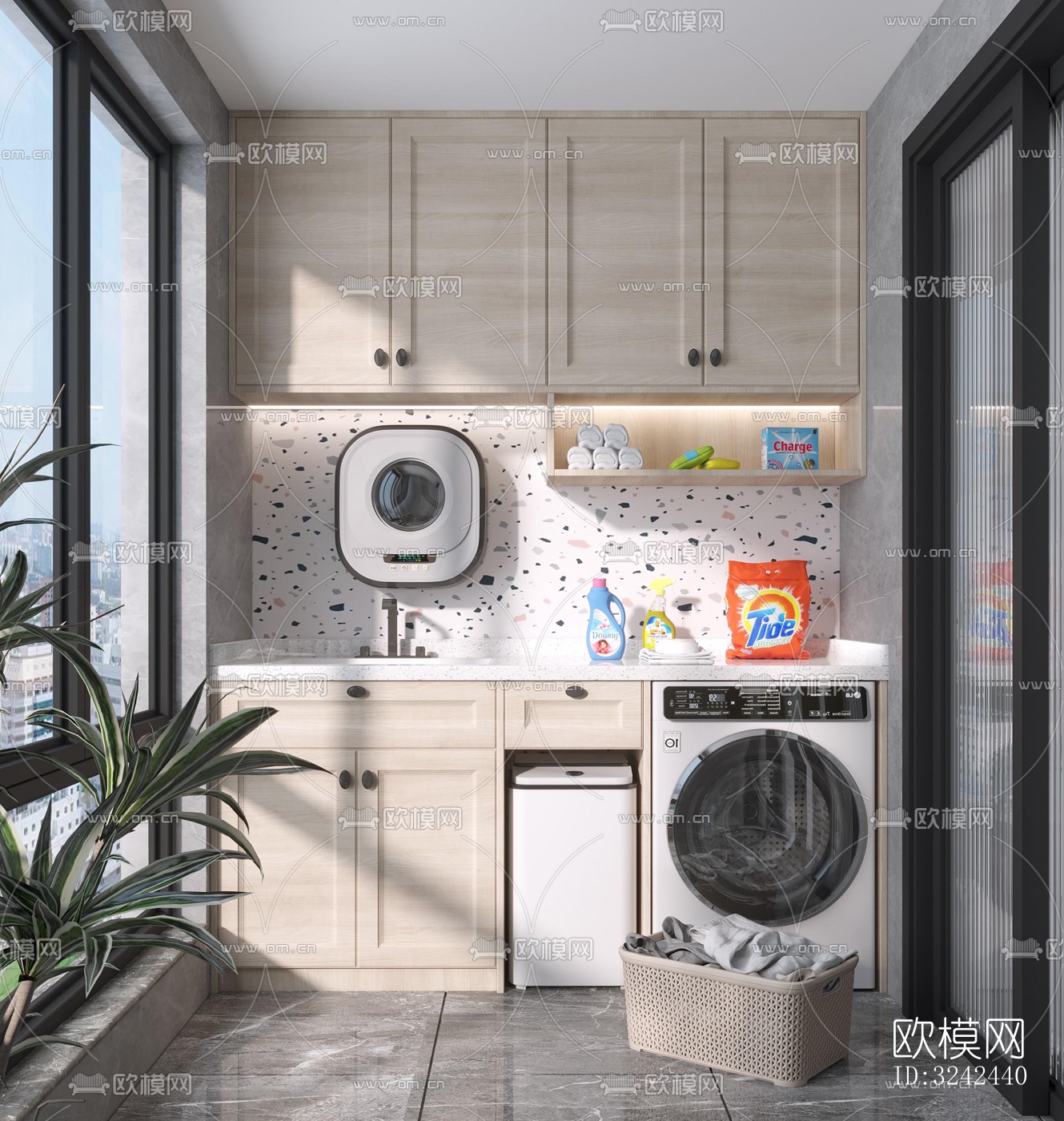 现代阳台花园效果图下载（渲染图3）