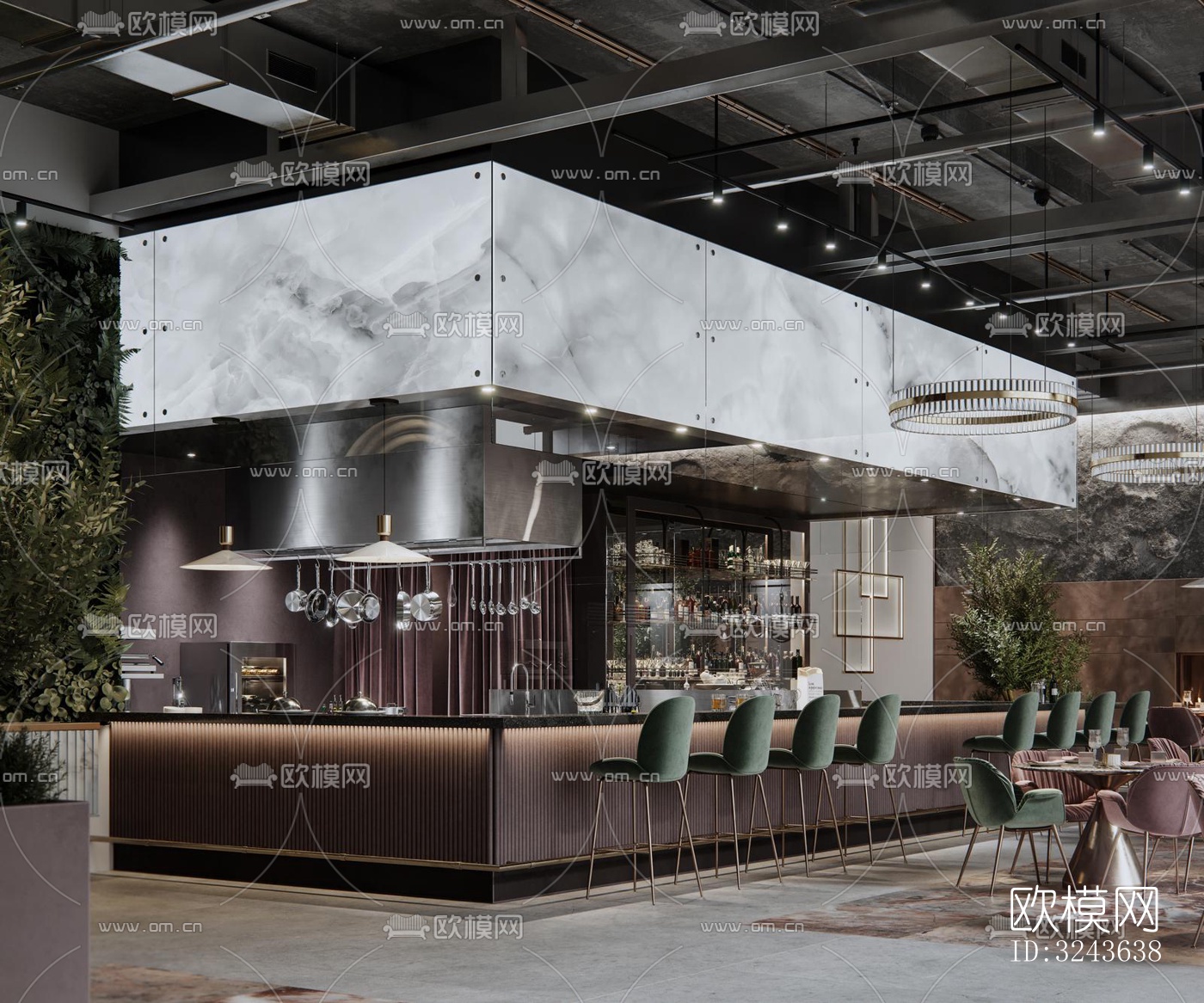 工业风西餐厅效果图下载（渲染图11）