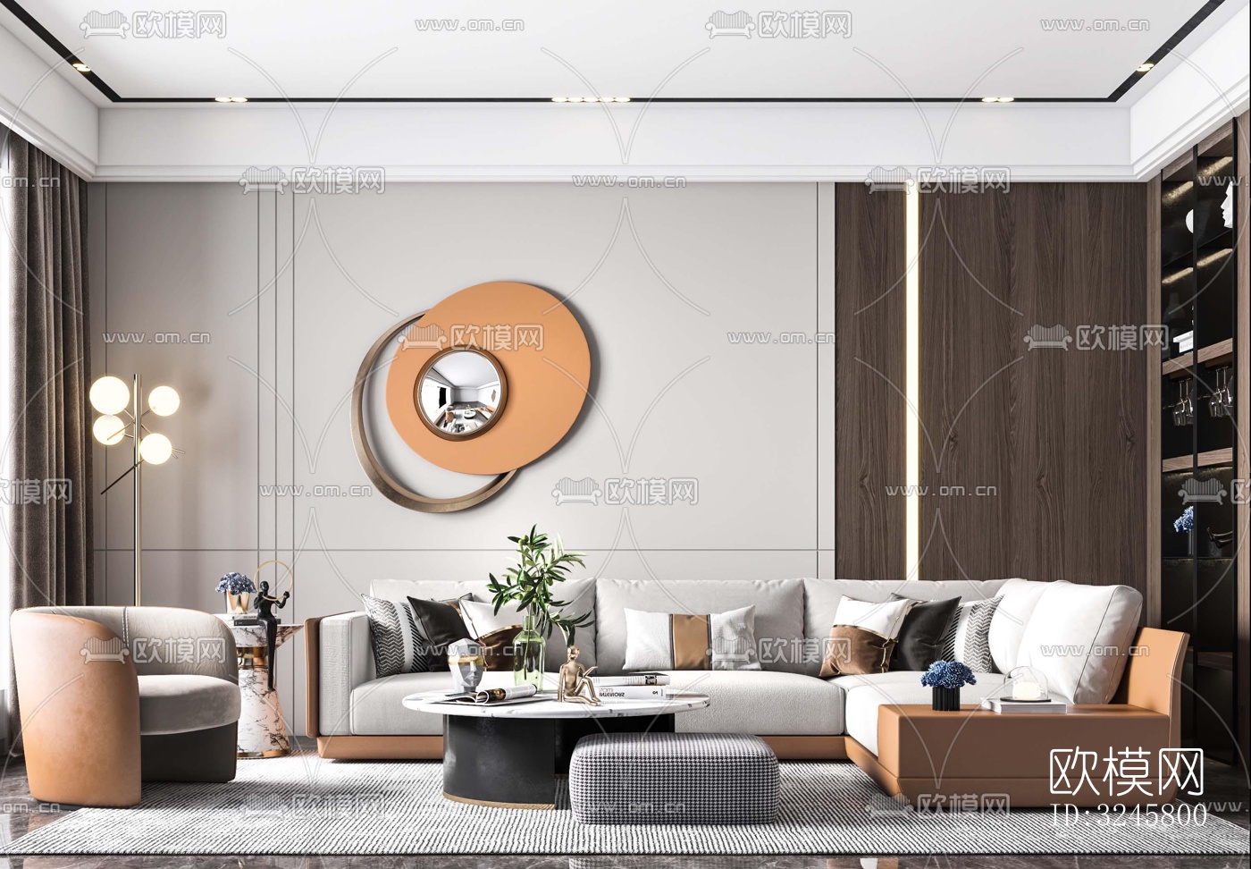 现代客厅效果图下载（渲染图4）