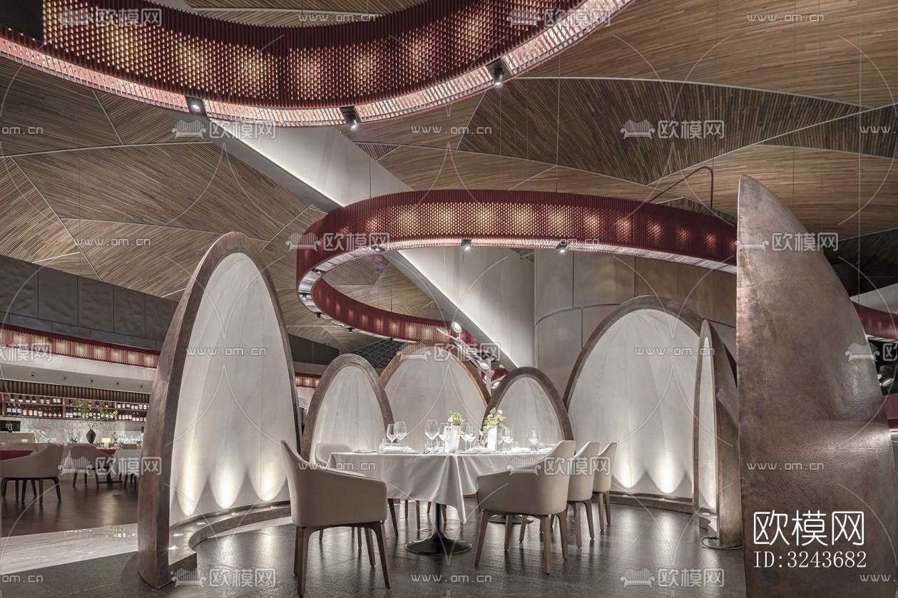 现代西餐厅效果图下载（渲染图2）