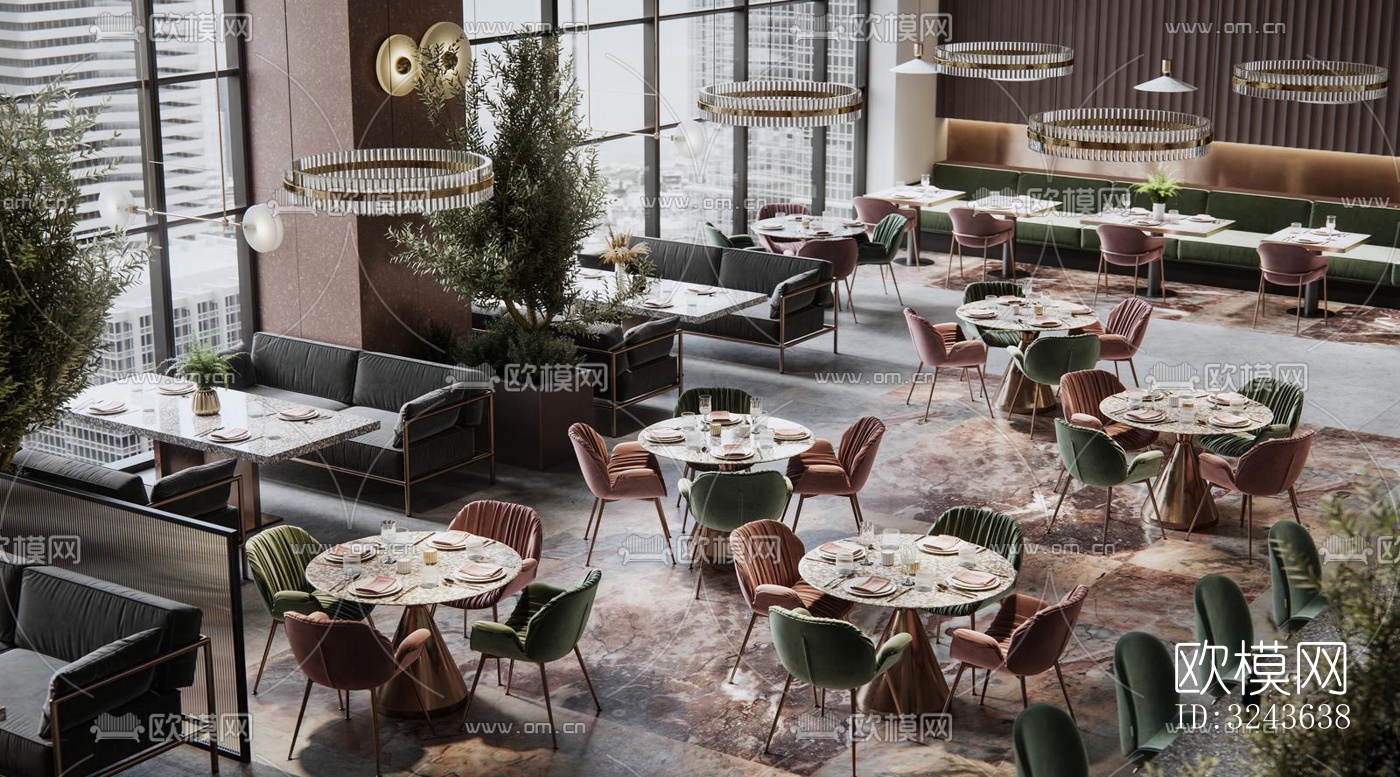 工业风西餐厅效果图下载（渲染图9）