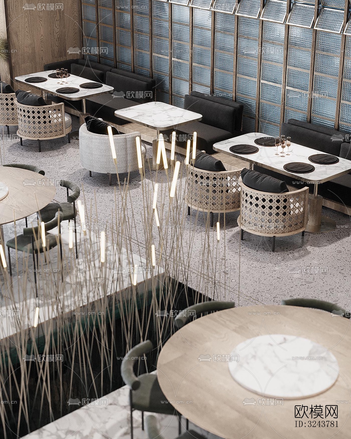 现代西餐厅效果图下载（渲染图14）
