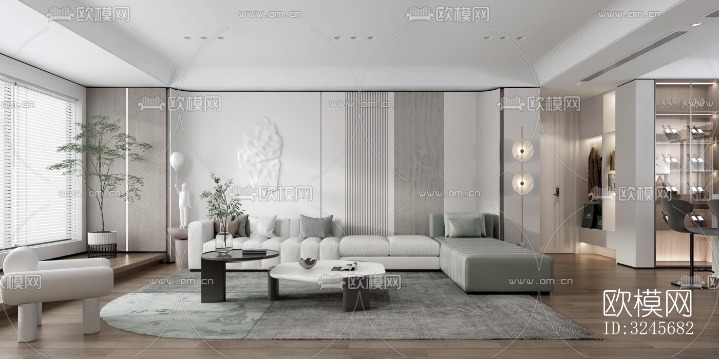 现代客厅效果图下载（渲染图5）