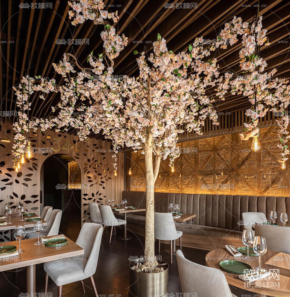现代西餐厅效果图下载（渲染图12）