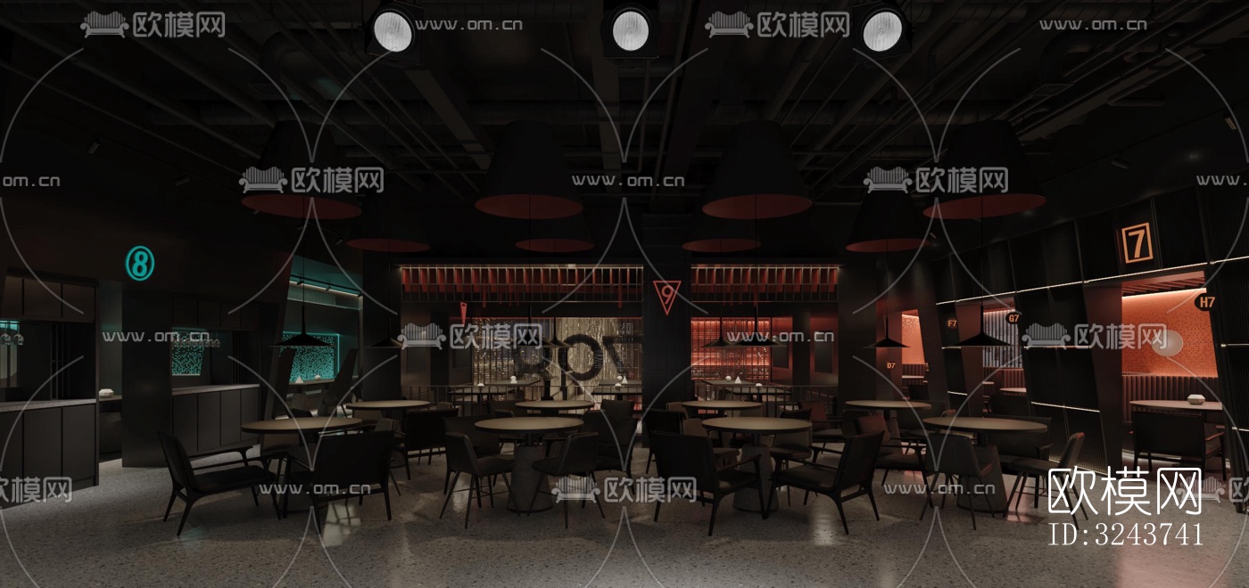 现代西餐厅效果图下载（渲染图8）