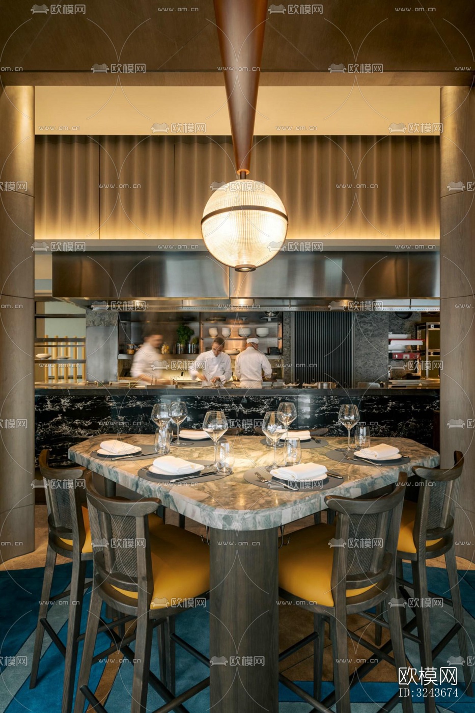 现代西餐厅效果图下载（渲染图12）