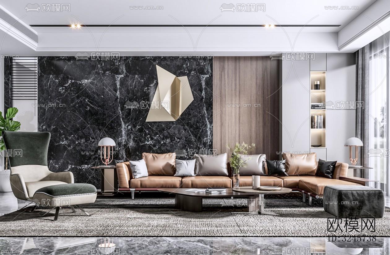 现代客厅效果图下载（渲染图5）