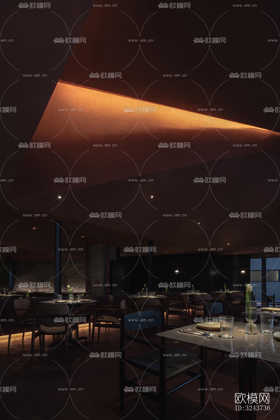 现代西餐厅效果图下载（渲染图16）