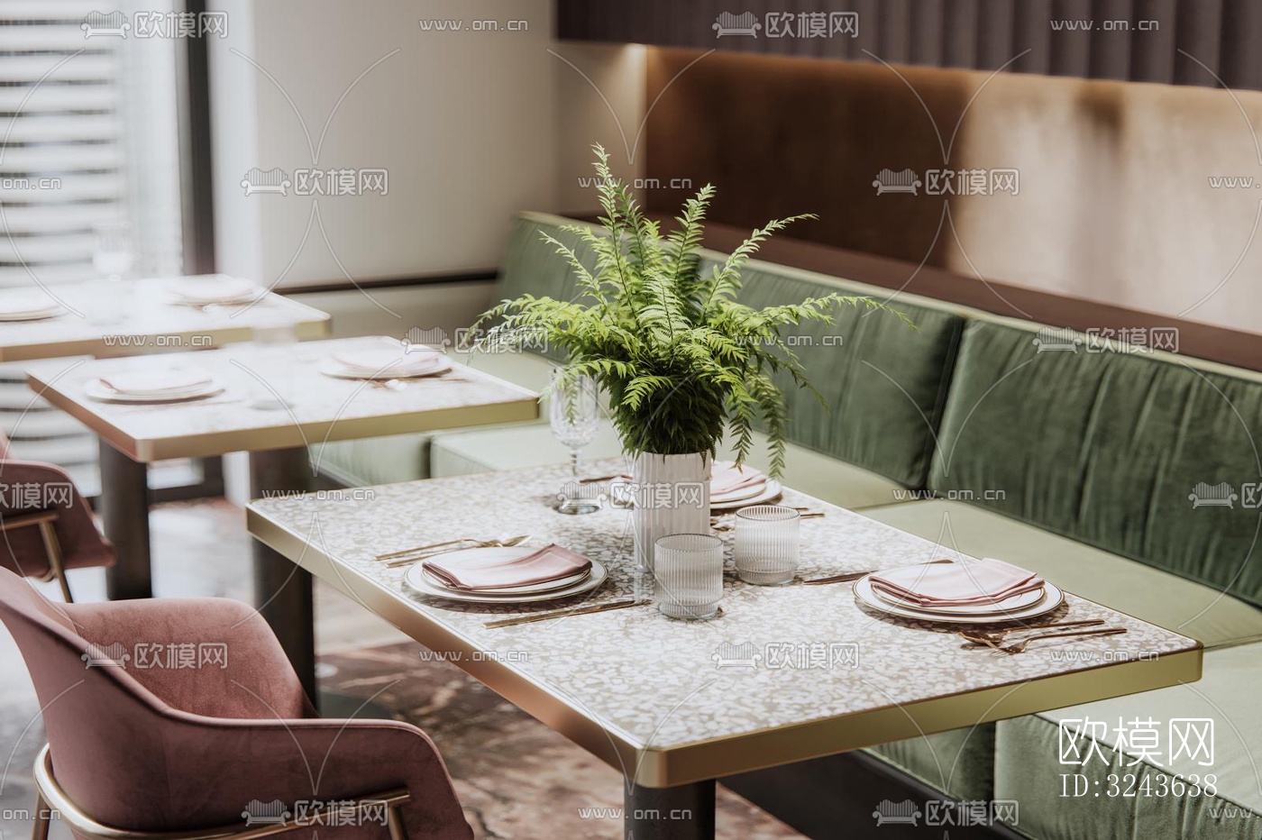 工业风西餐厅效果图下载（渲染图6）