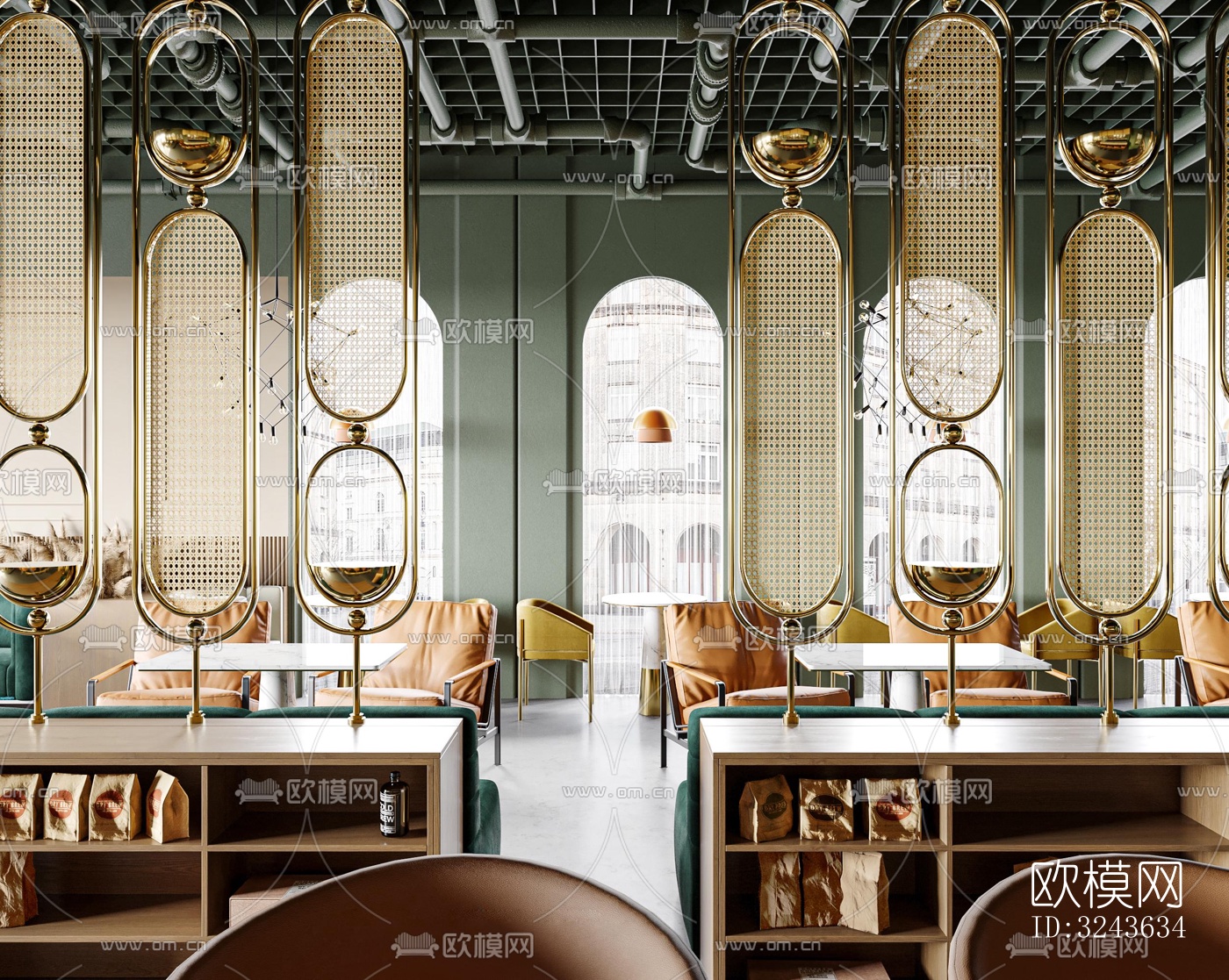 工业风西餐厅效果图下载（渲染图4）