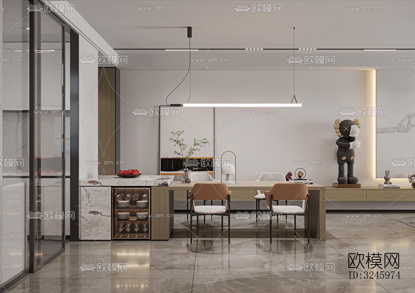 现代客餐厅效果图下载（渲染图8）