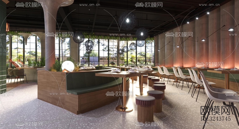 現(xiàn)代西餐廳效果圖下載(渲染圖3)