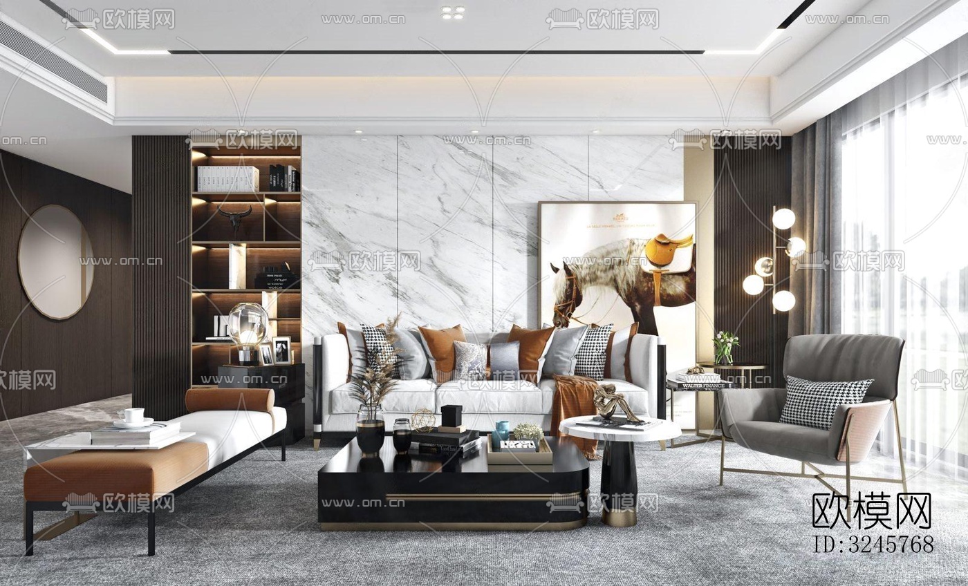 现代客厅效果图下载（渲染图2）