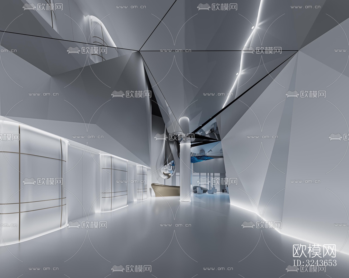 现代西餐厅效果图下载（渲染图6）