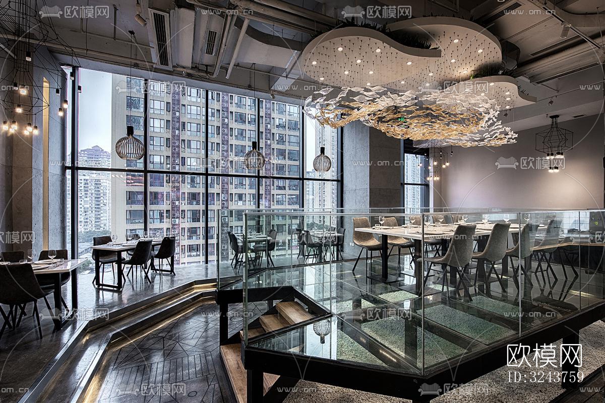 现代西餐厅效果图下载（渲染图9）