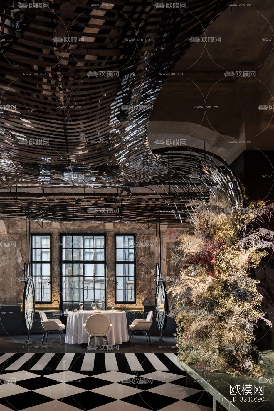 现代西餐厅效果图下载（渲染图7）