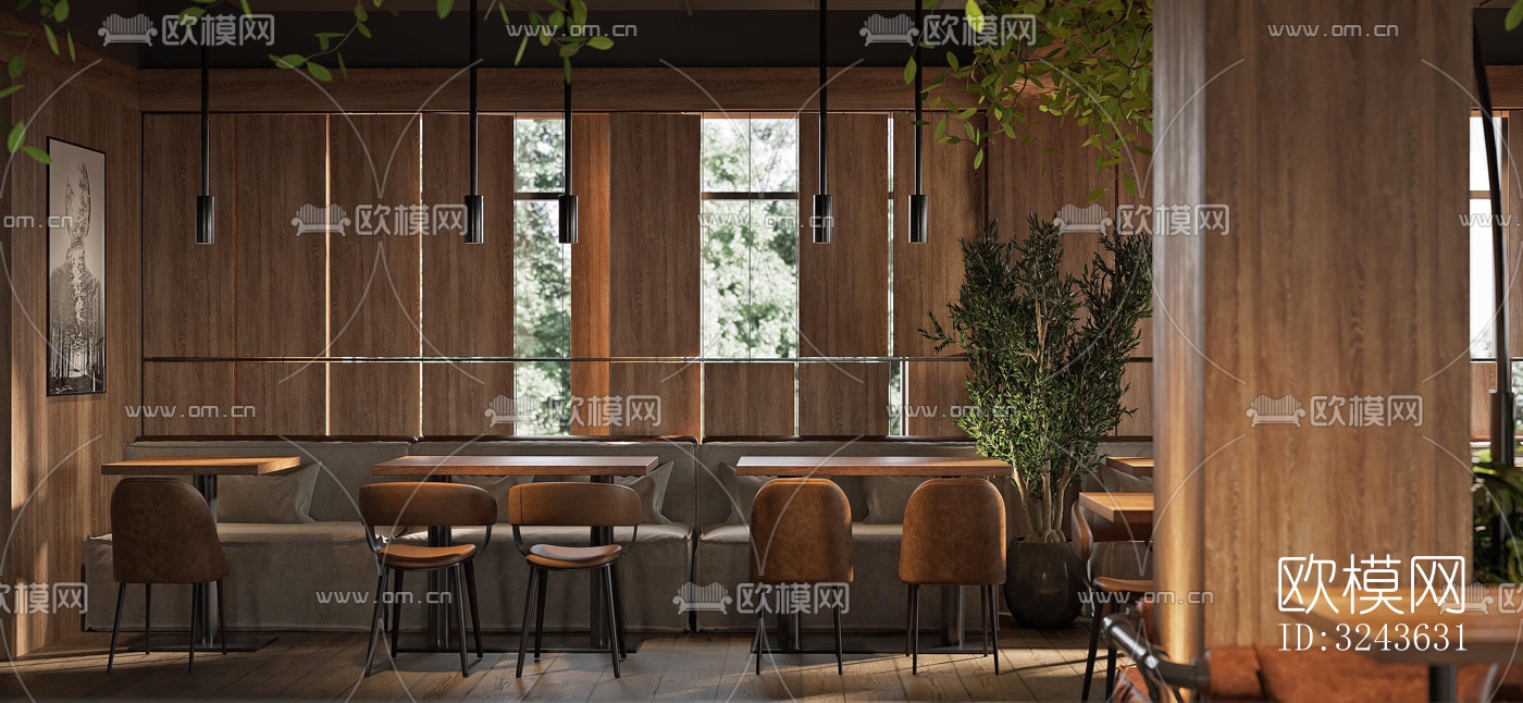 工业风西餐厅效果图下载（渲染图3）