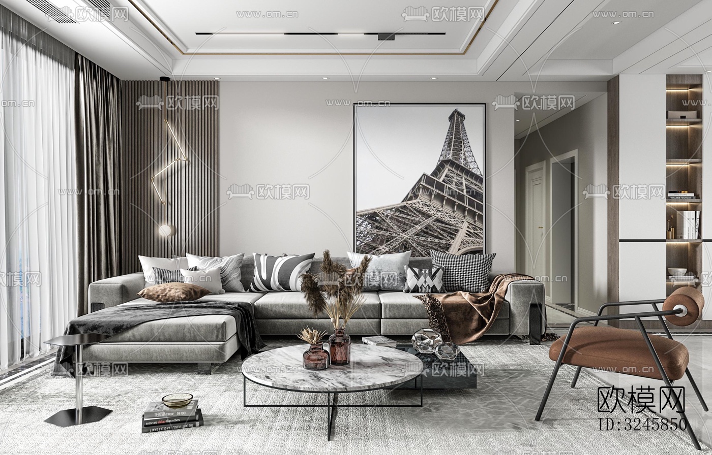 现代客厅效果图下载（渲染图2）