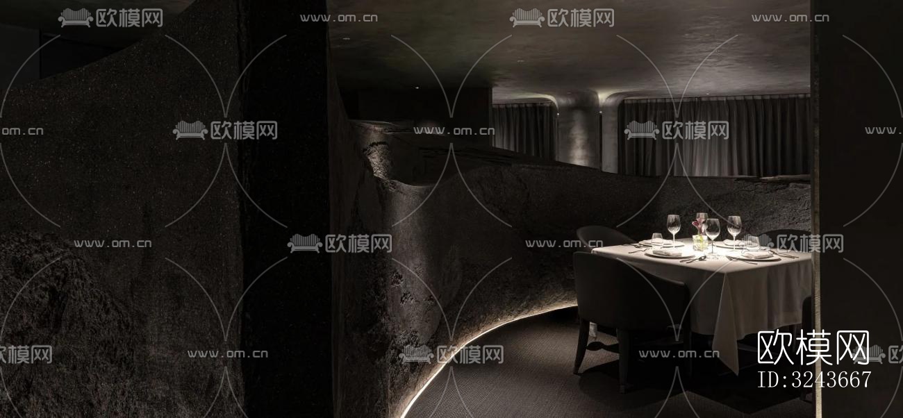 现代西餐厅效果图下载（渲染图10）