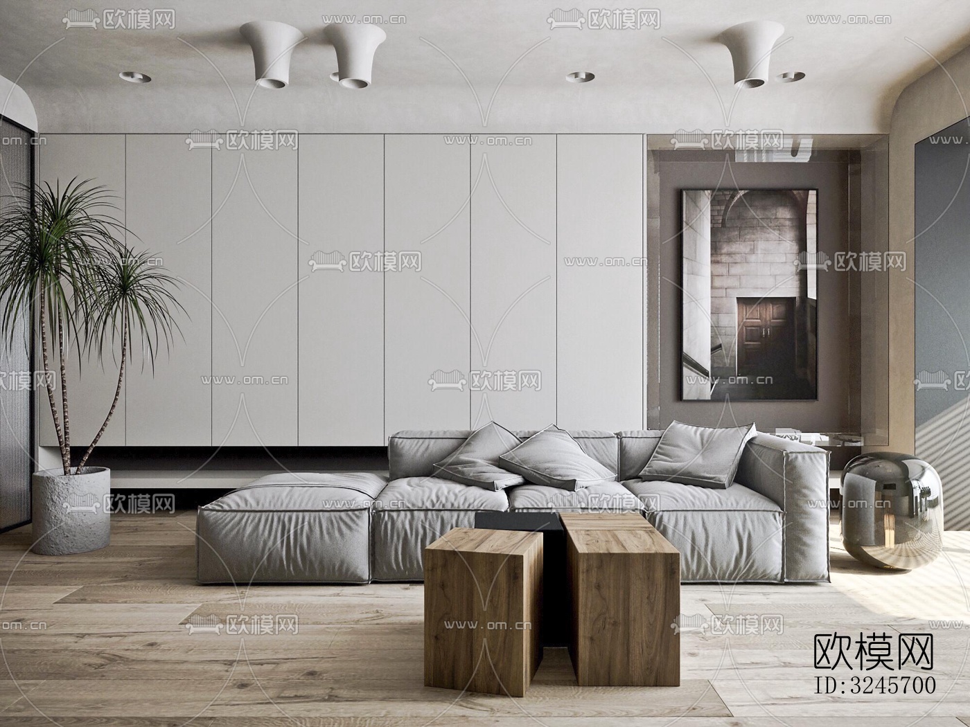 现代客厅效果图下载（渲染图2）